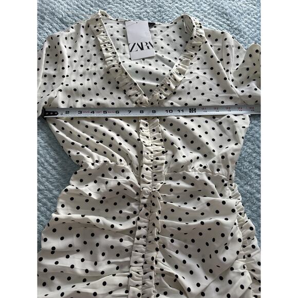NWT Zara Polka Dot Dress Black White Women's XS Coastal Cocktail Beach Grandma - Picture 6 of 13